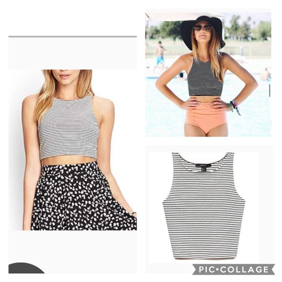 F21 soft stripe pattern crop top sz L - Picture 2 of 14